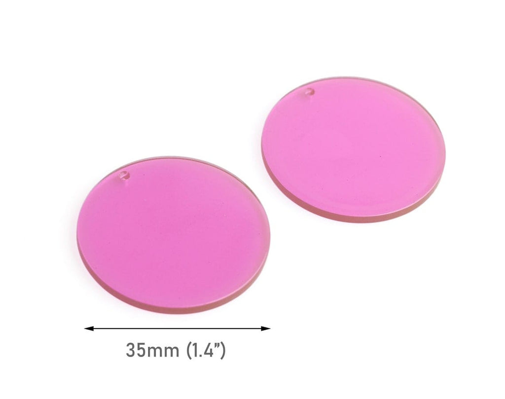 4 Transparent Purple Round Plastic Charms, 1 Hole, Transparent, Irides